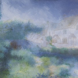 Castel Combe: Huile sur toile 90X70 (1979) et Lithographie 80X60 (1981)