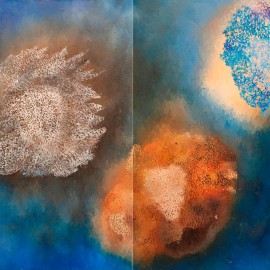 3-Saisons-Hiver-Automne-Printemps: Matrice de monotype (Huile sur toile) (1975), 200cm X 130cm